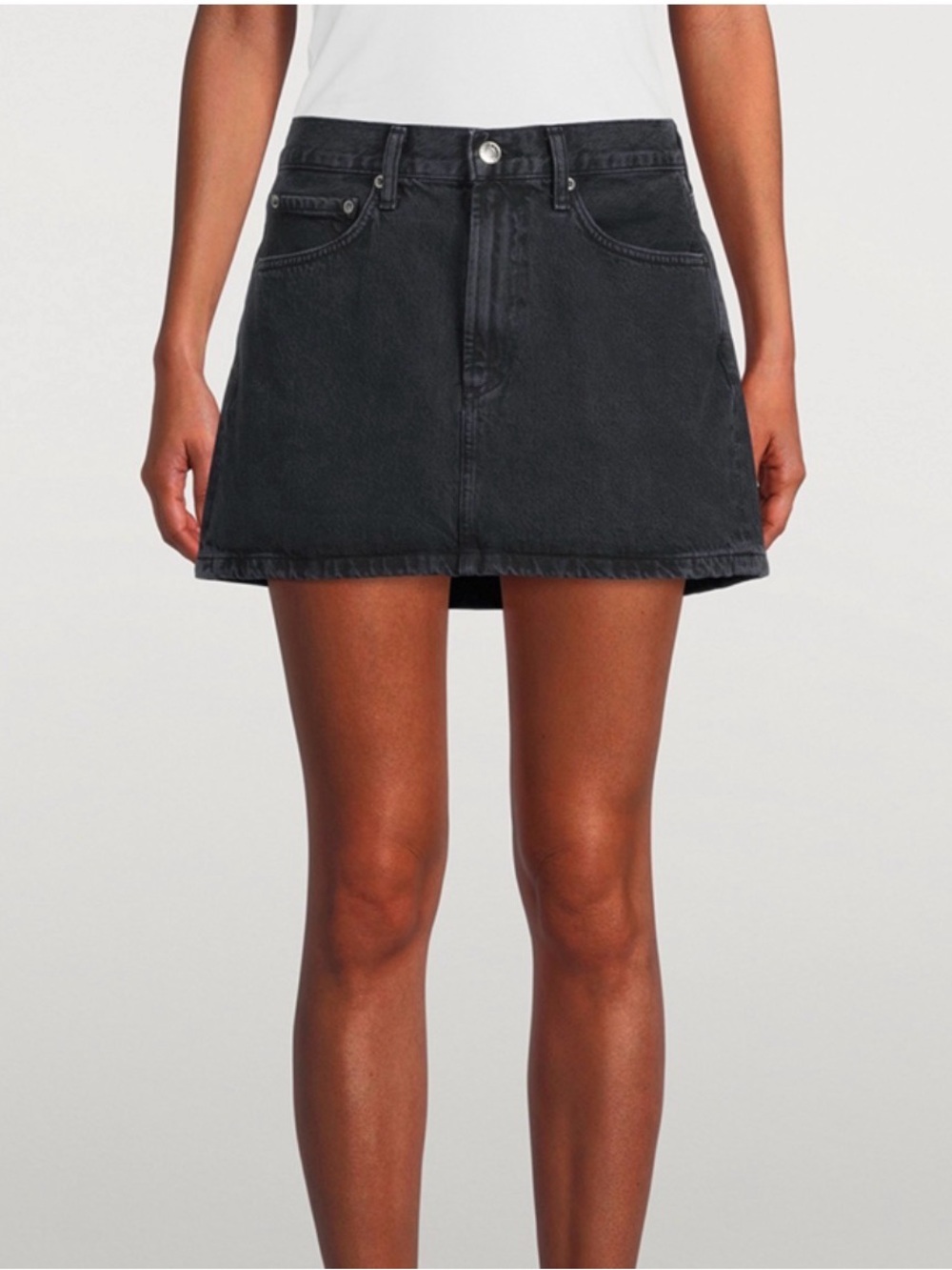 AGOLDE LIV Black Denim Mini Skirt
